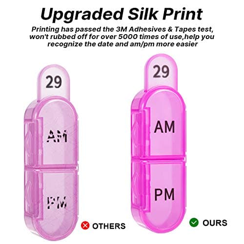Daviky Monthly Pill Organizer 2 Times a Day - 30 Day Pill Box AM PM, BPA Free One Month Medicine Organizer Twice Daily, 31-Day Case to Hold Vitamins, Supplements & Medication 8