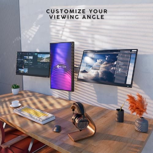 X-ROB Triple Monitor Wall Mount – Premium Aluminum 3 Arm Bracket for 15–32 Inch Screens, Dual Wall Anchors for Maximum Stability, Full Motion with 360° Rotation, VESA 75x75/100x100, Cable Management 6