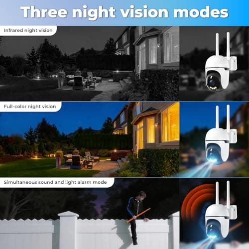 JUFLSKY Security Camera Outdoor Wired,2K Security Cameras Outdoor,2.4G & 5GHz WiFi Surveillance Camera Home/Dome,IP66 Waterproof,360° PTZ Auto Tracking,Color Night Vision/AI Alert 8