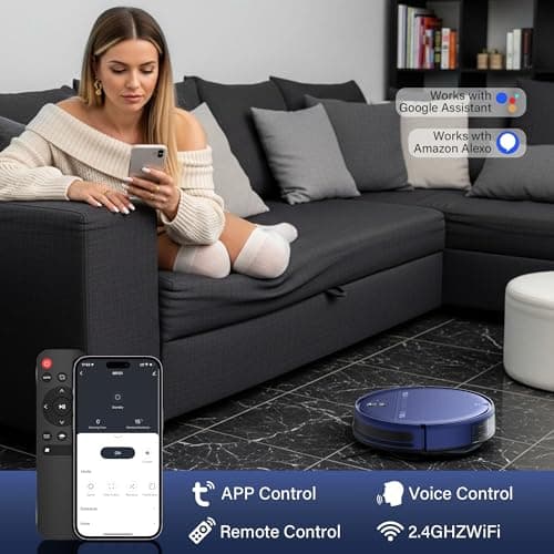 Robot Vacuum and Mop Combo, 2 in 1 Robotic Vacuum Cleaner for Pet Hair, Low Profile Automatic Vacuum Cleaner for Hard Floor and Carpet with App/Voice/Remote Control, Anti-Fall/Anti-Bump, Auto Recharge 5
