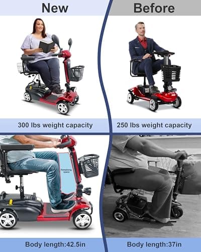 MIHAYO 4 Wheel Mobility Scooter for Seniors&Adults- 24 Miles Range, Foldable Powered Electric Wheelchair Device w/Dual 288WH Batteries, 112 L Basket, 280 lb Capacity, Compact, Blue 8