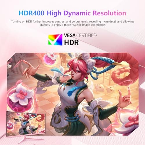 DJiEX 27 inch Curved Pink Gaming Monitor 100Hz,QHD(1920 ×1080),1ms,1500R,VA Screen,FreeSync,Low Blue Light, Flicker Free,Eye-Care, DP, HDMI Port for Gaming Home Office,Supports Wall Mount (75 * 75mm) 4