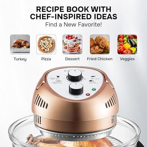 Big Boss 16Qt Large Glass Air Fryer Non Toxic – Large Halogen Oven Cooker with 50+ Air Fryers Recipe Book for Meals for Entire Family, Healthier Oil-Free Crispy Foods As Seen on TikTok 7