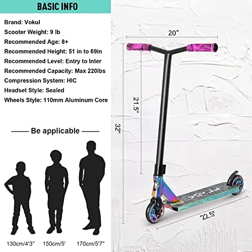 VOKUL K1 Pro Trick Scooter | Stunt Scooter, for Kids 8 Years and Up,Teens,Adults - Best Entry Level Freestyle Stunt Scooter for,Boys,Girls - Freestyle Skate Park Street Scooter 7
