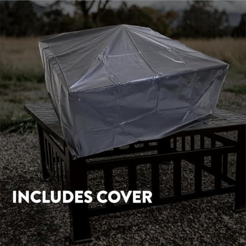 GasOne 32-inch Metal Fire Pit - Modern Outdoor Fireplace with Screen - Perfect for Camping, Heating, Bonfires & Picnics 6