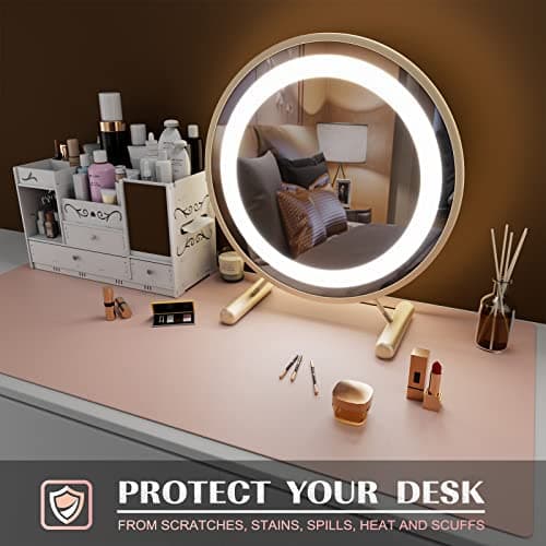 K KNODEL Small Office Leather Desk Mat, Mouse and Keyboard Pad, Computer and Laptop Mat, Desktop Protector and Cover, Writing Pad and Blotter (23.6"x13.8", Pink) 6