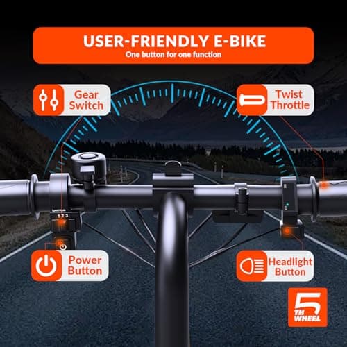 5TH WHEEL Penguin Electric Bike, Mini 14" E-Bikes with Foldable Handlebar and Adjustable Seat, Peak 700W Motor & 20 MPH, 40 Miles PAS Range Commuting Bikes with Dual 160MM Disc Brakes and Cargo Rack 7