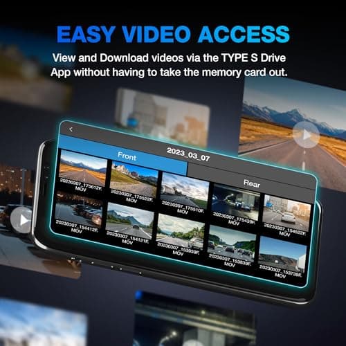 Type S S402 4K Dual View Car Dash Cam with 1080P Interior Surveillance Infrared Camera, Wireless Video Access via App Control, 24H Smart G-Sensor Monitoring, Night Vision, 16GB Memory Card Included 5