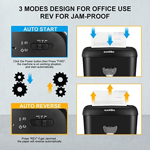 Suntiko 14 Sheet Cross Cut Paper Shredder for Home Office Use with P-4 High Security and 6.6 Gallon Bin for Credit Cards CDs or Staples ETL Certified Black 5