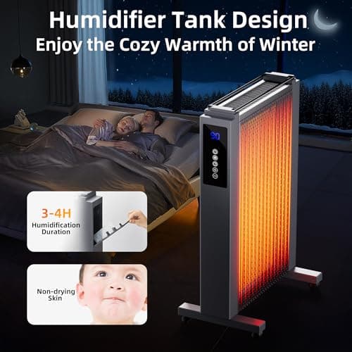Landeagle 1500W Radiator Heater with Thermostat, Space Heater with Remote Control, Electric Heater with Tip-over & Overheat Protection, radiant heater with 12H Timer for Indoor, Office, Use(33IN) 6