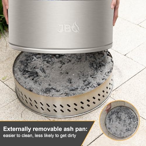 JBQ 19 inch Outdoor Smokeless Fire Pit, 304 Stainless Steel Smokeless Firepit with Carry Bag, Wood Burning Fire Pits for Camping, Bonfire, Low Smoke Firepit for Outside 6