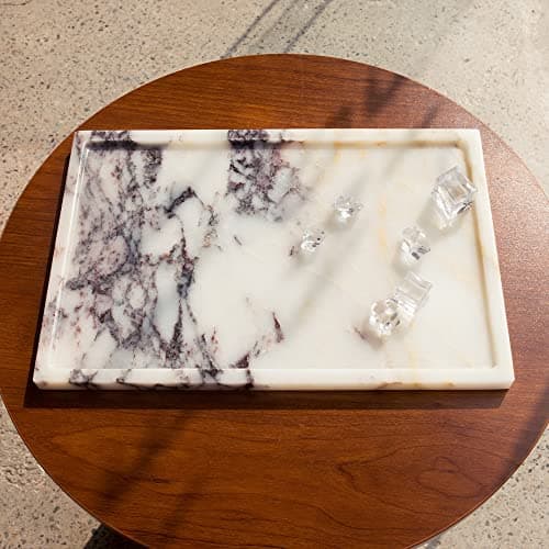 Real Luxurious Natural Marble Vanity Tray Genuine Marble/Stone Storage Tray for Home Decor Bathroom/Kitchen/Vanity/Dresser Non-Resin/Non-Ceramic 7