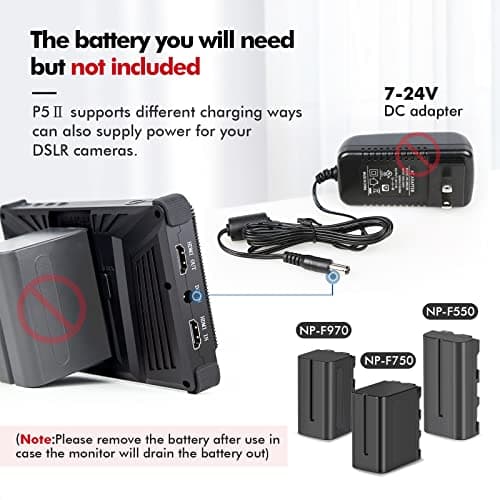 Desview P5II Camera Field Monitor, 5.5 inch 800nits High Brightness 4K HDMI 1920x1080 IPS Field Monitor with 3D LUT Waveform Vectorscope False Color for DSLR 6