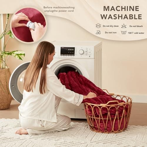 Homemate Electric Heated Blanket Full Size - 72"x84" Heating Blanket Full Size 1/2/4/6/8 Hours Auto-Off 10 Heat Level Over-Heat Protection Flannel Sherpa ETL Certification 7