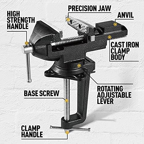 [Upgraded Version] Multi-Purpose Bench Vise 3.3", Table Vice For Workbench, Universal Clamping Vise With Heavy Duty Cast Iron, Multi-Jaw, Swivel Base, Easy Adjustment for Woodworking (3.3 Inch) 7