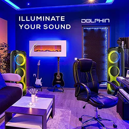 Dolphin KaraokeBox 380: Triple 8" Bluetooth Party Speaker – Powerful Sound System, Long-Lasting Rechargeable Battery, LED Lights, 35-Inch Tall, Portable Design, AUX/USB/TF/Bluetooth Connectivity 7