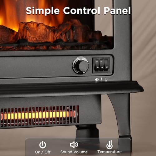 TURBRO Suburbs 20 in. Electric Fireplace Infrared Heater with Crackling Sound, Freestanding Fireplace Stove with Realistic Flame Effect, CSA Certified, Overheating Protection, Easy to Assemble, 1400W 5