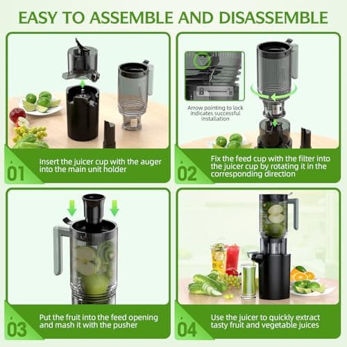 Juicer Machines, Cold Press Juicer with 5.4" Extra Large Feed Chute, Slow Masticating juicer for Whole Vegetables and Fruits, High Juice Yield, Easy to Clean. 6