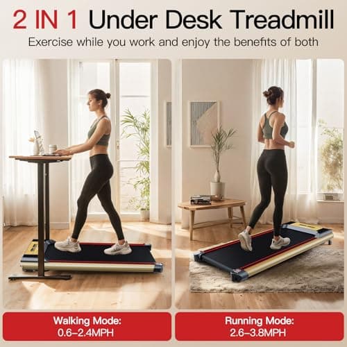 FUNRAY Walking Pad With Incline, Under Desk Treadmill - 2 in 1 Jogging Machine for Home and Office, 265lbs Max Weight Capacity Portable Treadmill - Yellow 6