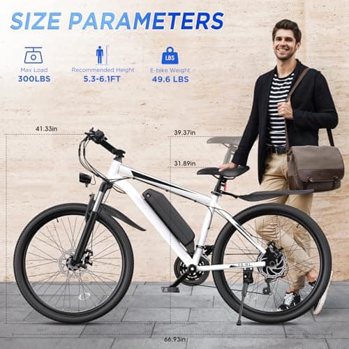 Loeook Electric Bike for Adults, 26" Ebike with 1000W Peak Motor, 21.7MPH 50Miles Electric Mountain Bike with 48V Removable Battery, 7-Speed, Front Suspension, LCD Display, UL 2849 Certified 6