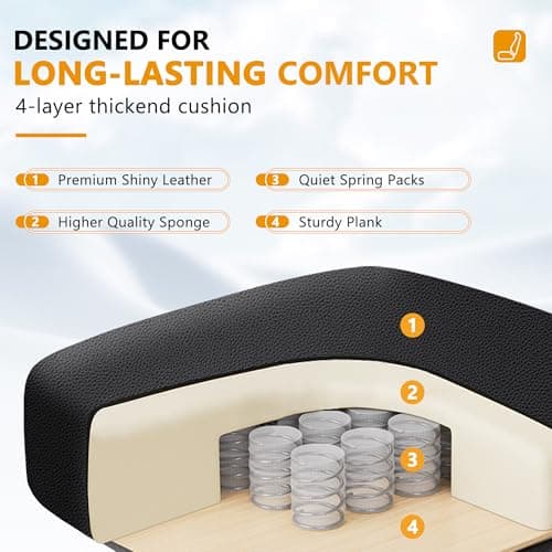 BestEra Ergonomic Office Chair, Big and Tall Executive Home Office Desk Chair, Shiny Leather Swivel Computer Chair with High Back, Wheels, Lumbar Support, Footrest（Glossy Black） 6