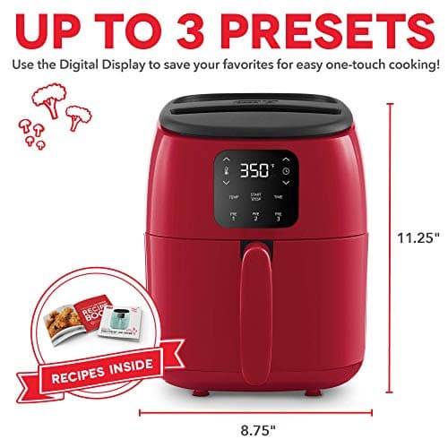 Dash Digital Tasti-Crisp™ Air Fryer - Compact Electric Digital Fryer With Auto Shut-Off Feature - Ideal for Small Spaces - AirCrisp® Technology - 2.6 Quarts - Red 6