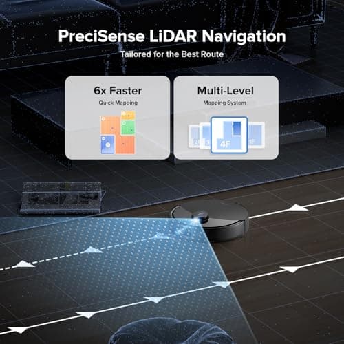 roborock Q10 X5+ Robot Vacuum and Mop, Self-Emptying, Hands-Free Cleaning for up to 7-10 Weeks, 10,000Pa Suction, Obstacle Avoidance, LiDAR Navigation, No-Go Zones, Black 7