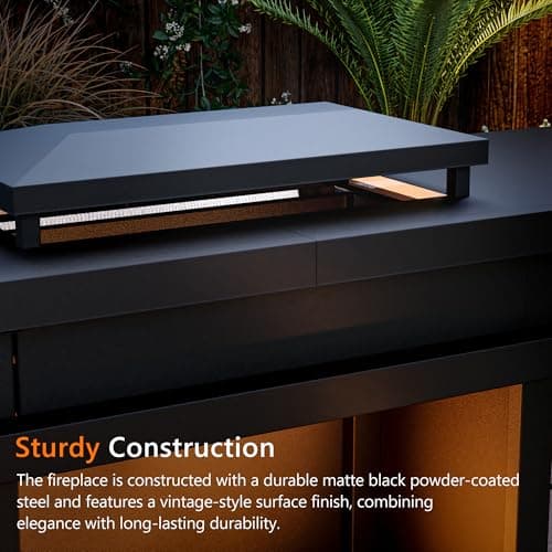 MaxMulti Outdoor Propane Fireplace, 50,000 BTU Gas Fire Pit with Ceramic Logs, Rain Cover, 63 Inch Steel Metal Smokeless Fireplace for Patio, Deck, CSA Certified (63 x 41 Inch) 6