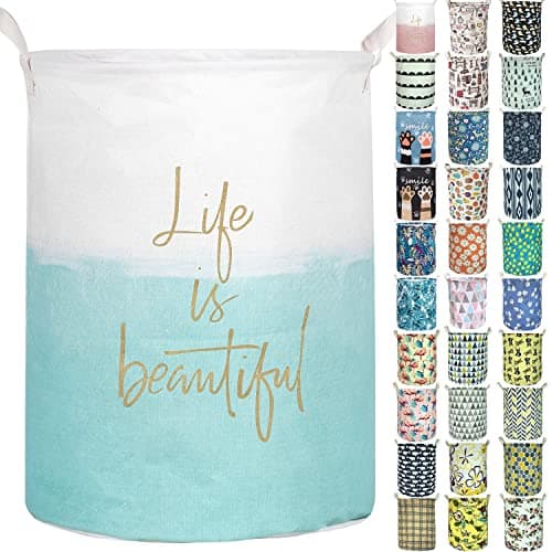 Aouker Merdes 19.7’’ Waterproof Foldable Laundry Hamper, Dirty Clothes Laundry Basket, Linen Bin Storage Organizer for Toy Collection (Life Blue)