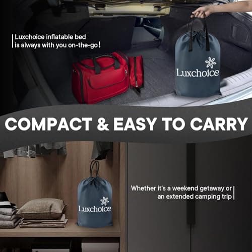 Luxchioce Air Mattress with Built in Pump Luxury Queen Inflatable Airbed Quick Inflation Deflation Blow up Mattress for Guests Home Camping Outdoors Travel 7