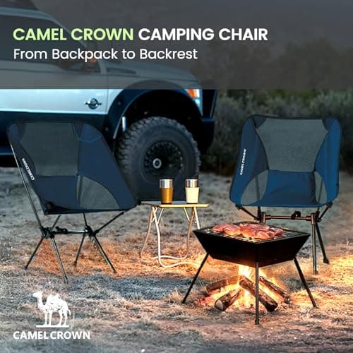 CAMEL CROWN Portable Camping Chair Lightweight Compact Folding Chair Mesh for Outdoor Camp Travel Beach Picnic Festival Hiking Backpacking Navy Blue 7