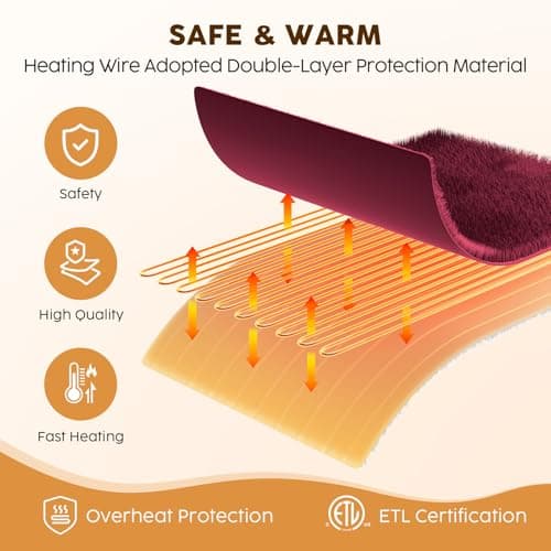 HYLEORY Heated Electric Blanket Twin 62"x84" Soft Fleece & Flannel with 5 Heating Levels & 10 Hours Timer Auto Shutt Off, ETL Certified, Washable，Heated Blanket for Body-Red 6