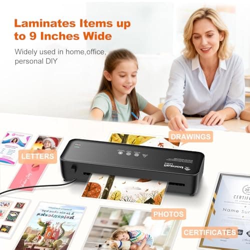 Bonsaii Laminator, 9 Inch Thermal Laminator Machine with Never Jam Technology for Doc/Posters/Photo, Personal Laminating Machine Simple Convenient for Home, Office and School Black 5