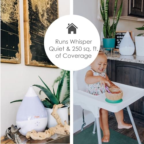 Crane Teardrop Ultrasonic Cool Mist Humidifier for Baby Nursery, 0.5 Gallon, Adjustable Settings, Essential Oil Diffuser White 5