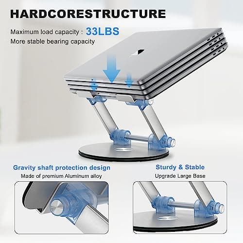 Fccabin Laptop Stand Base Swivel 360°, Well-Built Adjustable Folding Anti-Skid Raise Tilt Align Ergonomic Tablet Strong Laptop Mount Stands Notebook Compatible with iPad All Laptops 6