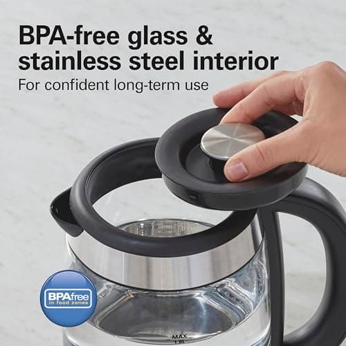 Hamilton Beach Electric Tea Kettle, Water Boiler & Heater, 1.8 Liter, Cordless Serving, 1500 Watts for Fast Boiling, Auto-Shutoff and Boil-Dry Protection, Easy-View Glass (40853C) 5