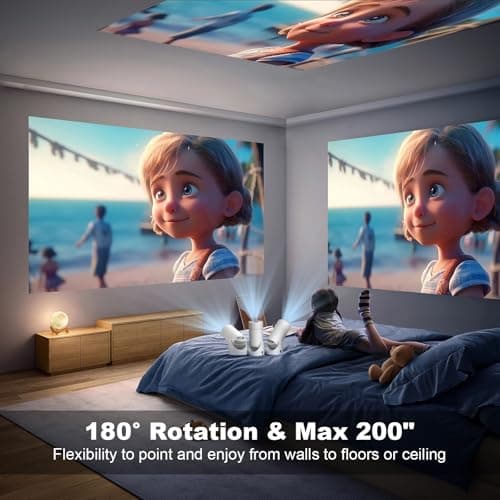 Mini Projector with Wifi and Bluetooth Portable, 180 Degree Roation Built in Speaker Connects to Phone, Laptop, PC, Outdoor Mini Projector 4