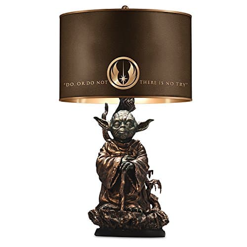 The Bradford Exchange Star Wars Jedi Master Yoda Desk Lamp with Illuminated Quote, Limited Edition, Bronze Finish