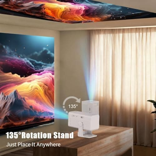 [Smart Projector with Apps] 4K Supported Mini Projector with Wifi and Bluetooth, XENPONAD Movie Projector for Bedroom Celling Camping & Outdoor Use, Portable Projector with Speaker, Auto Keystone 6