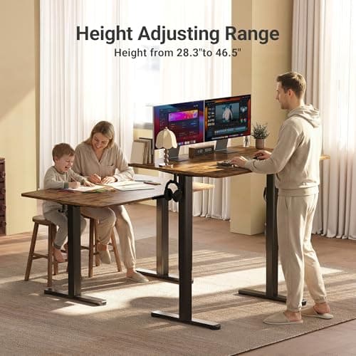 Claiks Electric Standing Desk, Adjustable Height Stand up Desk, 24x48 Inches Sit Stand Home Office Desk with Splice Board, Black Frame/Rustic Brown Top 6