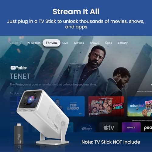 WISHOLY Mini Projector Native 1080P, Portable Outdoor Movie Projector with WiFi and Bluetooth, 4K Supported, Compatible with Smartphone, HDMI, USB, TV Stick, PS5 for Home Theater, Bedroom, Outdoor Use 6