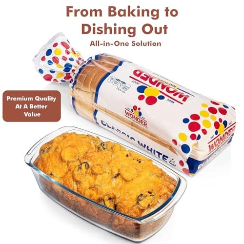 Razab LARGE 7.6 Cups/1800 ML/1.9 Qt Glass Loaf Pan with Lids - Meatloaf Pan BPA free Airtight Lids Grip Handle Easy Carry, Microwave and Oven Safe - Loaf Pans For Baking Bread, Cakes, Glass Loaf Pan 8