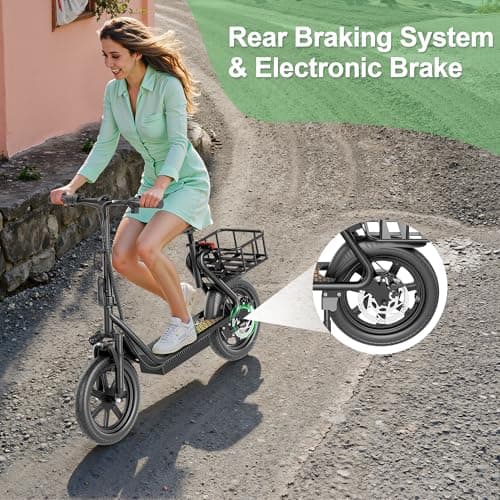 NAVIC Electric Scooter Adults, 27Mile Range,Top Speed 22Mph, 750W Peak Motor,14'' Pneumatic Tires, Electric Scooter for Adults, Foldable e Scooter with Back Basket 5