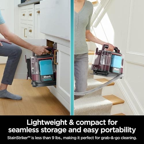 Shark Carpet Cleaner Machine, Portable Upholstery StainStriker, Spot, Odor & Stain Remover, 2 Carpet Cleaner Solutions, 3 Tools, Perfect for Pet Hair, Area Rugs, Couches, Burgundy, PX203BRN 7