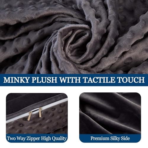 yescool Weighted Blanket with Cover Removable Soft Grey Heavy Blanket Microfiber Washable Heated Weighted Throw Blanket Winter Warm Weighted Comforter 7lbs, 40 * 60 5