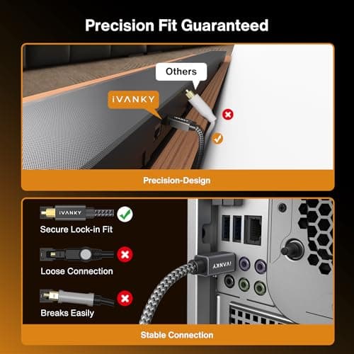 IVANKY Optical Audio Cable, 10ft Toslink Fiber Optic Cord, S/PDIF Digital Optical Audio Cable for Soundbar, Stereo Systems, Home Cinema, Xbox One/PS4/TV, Braided, Gold-Plated Connectors,3M,Grey 5