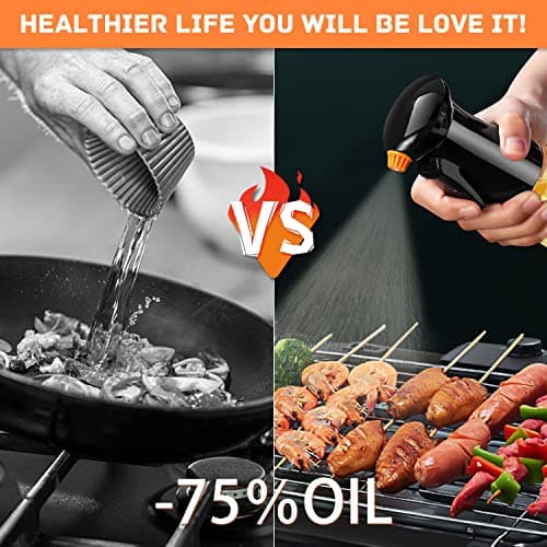 Showvigor Olive Oil Sprayer for Cooking- 200ml Rotatable Nozzle Olive Oil Spray Bottle Premium Oil Mister with Brush Oil Spritzer for Air Fryer, BBQ, Salad, Baking,Grilling Kitchen Gadgets(Black) 5