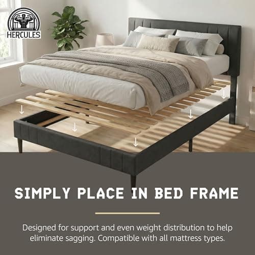Hercules Xtreme Bed Frame Support Slats, Heavy-Duty Solid Pine Wood Bunkie Board Under Bed-Support, Wooden Support Board for Sagging, King Size 10