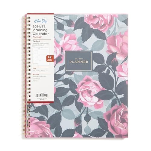 Blue Sky 2024-2025 Academic Year Weekly and Monthly Planner, July 2024 – June 2025, 8.5" x 11", Frosted Flexible Cover, Wirebound, Roosevelt Pink (150150)