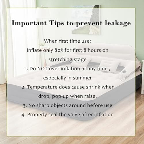 Outraveler King Size Air Mattress with Headboard and Pump, Inflatable Bed Blow Up Mattress 6